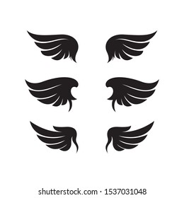 vector illustration set wing silhouette