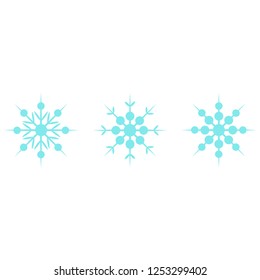 Vector illustration. Set of winter Snowflakes. Blue Snowflakes isolated on white background. Christmas set.