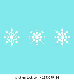 Vector illustration. Set of winter Snowflakes. White Snowflakes isolated on blue background. Christmas set.
