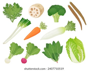 Vector illustration set of winter vegetables