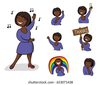 Vector illustration. Set of woman expression isolated