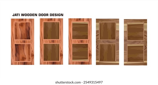 Vector illustration of a set of wooden panel door designs in various variations