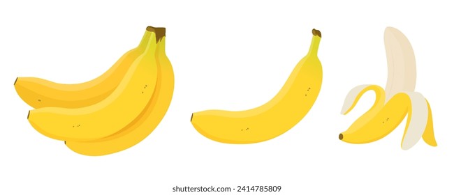 Vector illustration set of yellow bananas