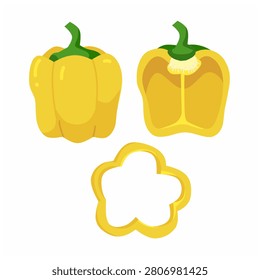 vector illustration set of yellow bell pepper for your illustration for your design for sticker