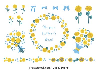 Vektorillustration-Set mit gelben Blumen zum Vatertag