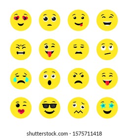 Vector Illustration Set Yellow Round Emoticons Stock Vector (Royalty ...