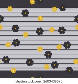 vector illustration of a set of yellow and white square seamless vector pattern with daisies flowers print