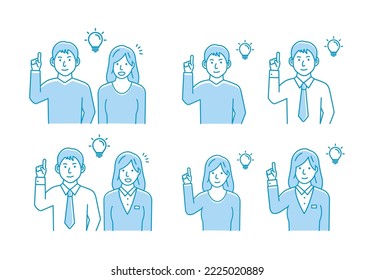 Vector illustration set of a young man and woman  having good idea ( inspiration, innovation )