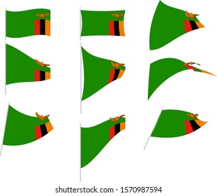 Vector Illustration of Set with Zambia Flag