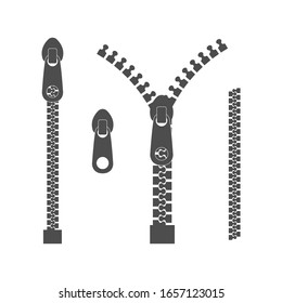 Vector illustration set of zippers, zipper on fastener