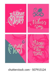 Vector illustration. Seth Greeting Card Mother's Day. Modern design postcards. Typographic posters. The elements for graphic design.