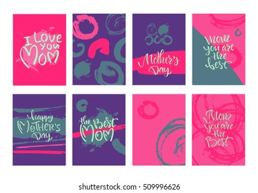 Vector illustration. Seth Greeting Card Mother's Day. Modern design postcards. Typographic posters. The elements for graphic design.