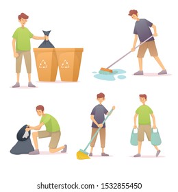 Vector Illustration Sets of Men Cleaning