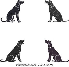 Vector illustration sets of silhouette dog with sitting pose