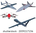 Vector illustration sets of unmanned aerial vehicle (UAV) and rotor drone