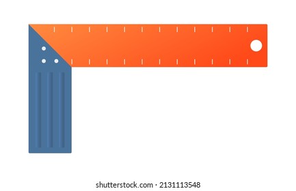 Vector illustration setsquare isolated on white background. Corner and angle ruler vector icon in flat cartoon style. Carpenter ruler for woodworking. Building corner. Elbow ruler measuring tool. 
