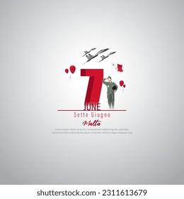 Vector illustration for Sette Giugno Malta 7 June