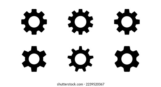 Ilustración vectorial del conjunto de iconos del engranaje de ajuste aislado