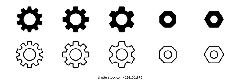 Vector illustration of Setting gear icon set isolated