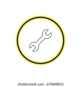 Vector Illustration Of Setting Outline. Beautiful UI Element Also Can Be Used As Wrench Element.