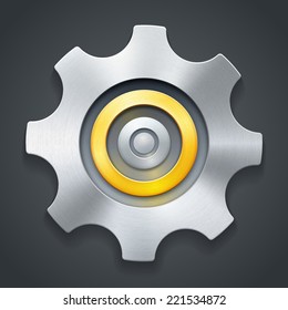 Vector illustration of settings and tools icon with golden ring