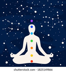 vector illustration of the seven chakras of the human body