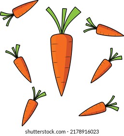 Vector Illustration seven orange carrots 