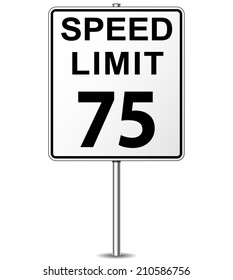 Vector illustration of seventy five speed limit signpost