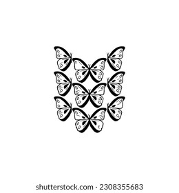 vector illustration of several butterflies concept