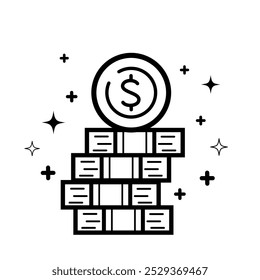 vector illustration of several coins. images produced without the use of any form of AI software