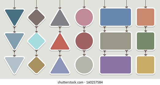 Vector illustration of several continuous hanging labels background.