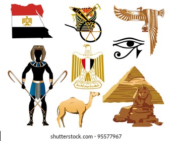 Vector Illustration of several Egyptian icons and symbols.