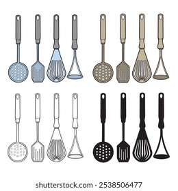 vector illustration of several forms of cooking tools in the kitchen with a minimalist and simple concept