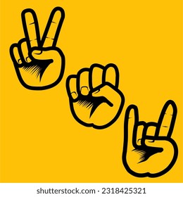 ilustración vectorial de varias formas de mano en varios dedos estilo adecuado para símbolo, pegatina, plantilla