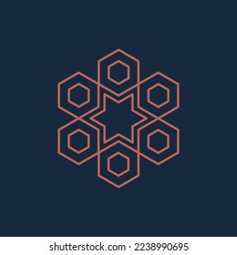 ilustración vectorial de varios hexágonos y estrellas. ideal para logotipos o motivos.