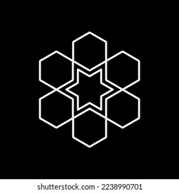 vector illustration of several hexagons and and stars. great for logos or motifs.