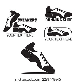 A vector illustration of several logos of sneakers, a running shoe symbol