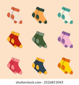 vector illustration of several pairs of cute socks