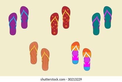 Vector Illustration of Several Pairs of Flip-Flops