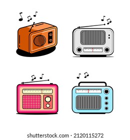 vector illustration of several radio shapes, radio day