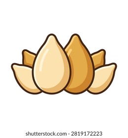 A vector illustration of several raw sesame seeds arranged in a small heap isolated on a white background