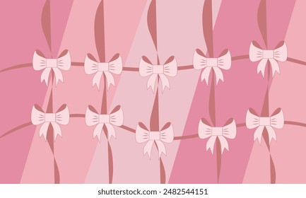 vector illustration of several ribbon butterflies on a pink colorful background