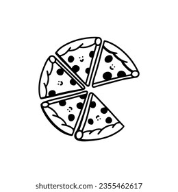 vector illustration of several slices of pizza