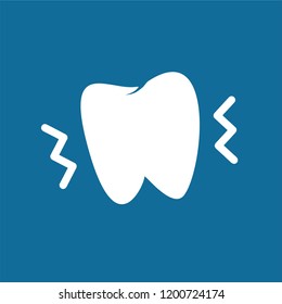 Vector illustration of severe toothache, depicted in teeth silhouette with vibration symbol