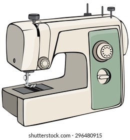 Vector illustration, sewing machine, cartoon concept, white background.