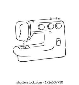 Vector illustration of a sewing machine in a simple hand drawn sketch style. modern sewing machine vector sketch illustration