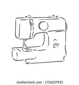 Vector illustration of a sewing machine in a simple hand drawn sketch style. modern sewing machine vector sketch illustration