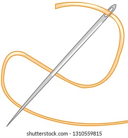 Vector illustration of the sewing needle and threads