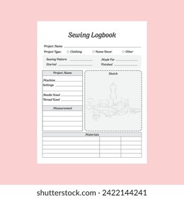 Vector illustration of Sewing project logbook interior