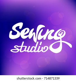 Vector illustration of a sewing studio for the atelier. Sewing lettering for signs, badge, template, banner, blog. 